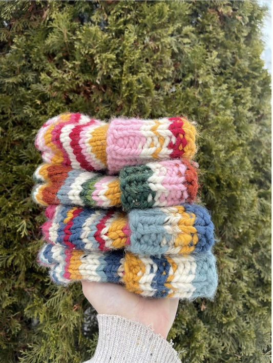 Chunky Scrap Yarn Beanie Knitting Pattern