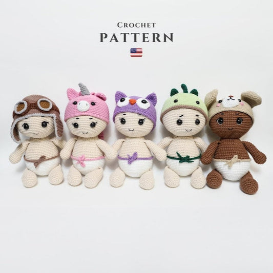 CROCHET PATTERN: Amigurumi Baby Doll Collection